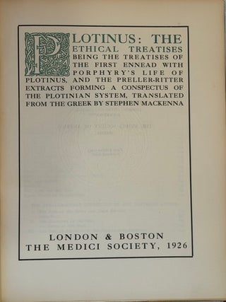 THE LIBRARY OF PHILOSOPHICAL TRANSLATIONS: Volume I: The Ethical Treatises, Volume II: Psychic and Physical Treatises, Volume III: On the Nature of the Soul, Volume IV: The Divine Mind, Volume V: On the One and Good