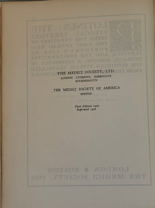 THE LIBRARY OF PHILOSOPHICAL TRANSLATIONS: Volume I: The Ethical Treatises, Volume II: Psychic and Physical Treatises, Volume III: On the Nature of the Soul, Volume IV: The Divine Mind, Volume V: On the One and Good