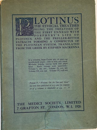 THE LIBRARY OF PHILOSOPHICAL TRANSLATIONS: Volume I: The Ethical Treatises, Volume II: Psychic and Physical Treatises, Volume III: On the Nature of the Soul, Volume IV: The Divine Mind, Volume V: On the One and Good