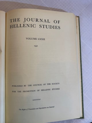 THE JOURNAL OF HELLENIC STUDIES, VOLUME LXXII (1952).