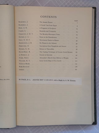 THE JOURNAL OF HELLENIC STUDIES, VOLUME LXXVIII (1958).