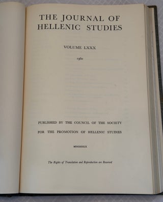 THE JOURNAL OF HELLENIC STUDIES, VOLUME LXXX (1960).