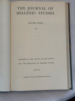 THE JOURNAL OF HELLENIC STUDIES, VOLUME LXXXI (1961).