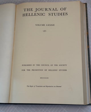 THE JOURNAL OF HELLENIC STUDIES, VOLUME LXXXII (1962).