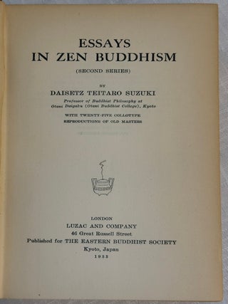 ESSAYS IN ZEN BUDDHISM: SECOND SERIES.