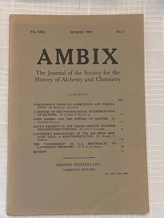 AMBIX, VOL. XXII: The Journal of the Society for the Study of Alchemy and Early Chemistry