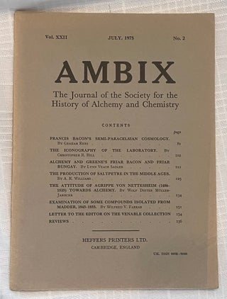 AMBIX, VOL. XXII: The Journal of the Society for the Study of Alchemy and Early Chemistry