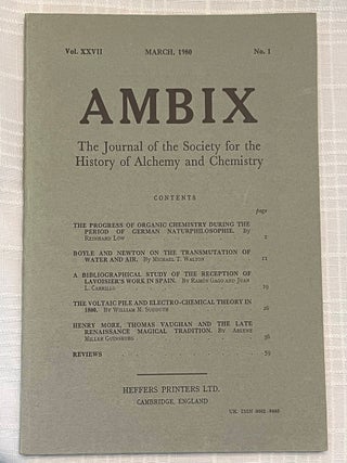 AMBIX, VOL. XXVII: The Journal of the Society for the Study of Alchemy and Early Chemistry