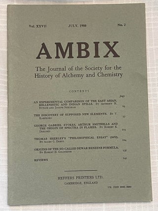 AMBIX, VOL. XXVII: The Journal of the Society for the Study of Alchemy and Early Chemistry