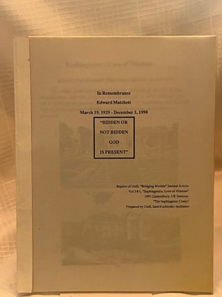Item #36809 IN REMEMBRANCE: EDWARD MATCHETT. Edward Matchett, Saul Kuchinsky