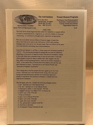 Item #36821 PRESENT MOMENT PROGRAM: DRAFT. Saul Kuchinsky