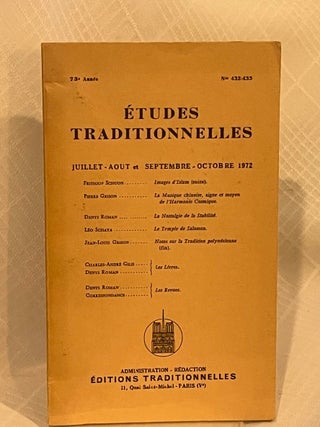Item #37252 ETUDES TRADITIONELLES: Joullet-Aout et Septembre-Octobre 1972. A. André...