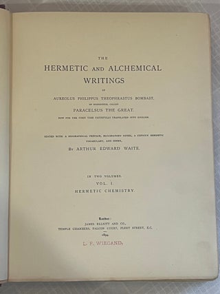 THE HERMETIC AND ALCHEMICAL WRITINGS OF PARACELSUS.