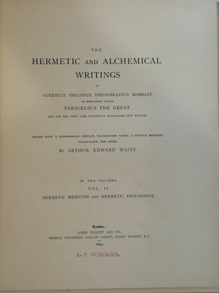 THE HERMETIC AND ALCHEMICAL WRITINGS OF PARACELSUS.