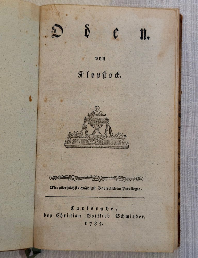 Item #38645 ODEN. Klopstock, Friedrich Gottlieb.
