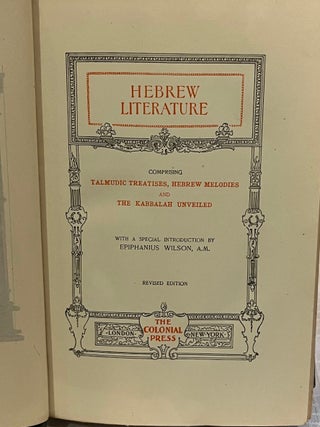 HEBREW LITERATURE: Talmudic treatises, Hebrew melodies and The Kabbalah Unveiled