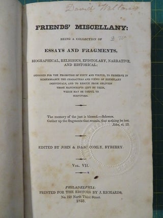 FRIENDS' MISCELLANY: VOLUME II.: Being a Collection of Essays and Fragments, Biographical, Religious, Epistolary, Narrative, and Historical