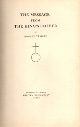 Item #7384 THE MESSAGE FROM THE KING'S COFFER. Ronald Temple