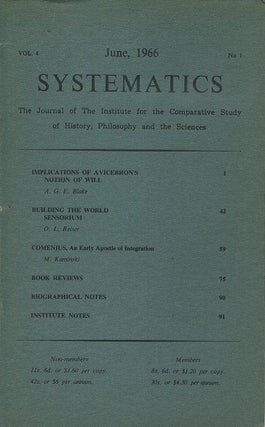 Item #7969 SYSTEMATICS: VOL. 4, NO. 1; JUNE 1966.: The Journal of the Institute for the...