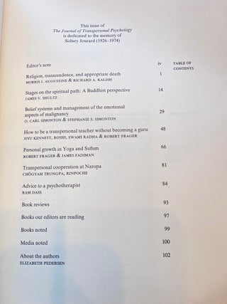 THE JOURNAL OF TRANSPERSONAL PSYCHOLOGY: Vol. 7, No.2, 1975