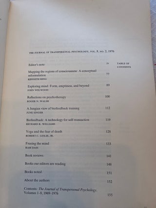 THE JOURNAL OF TRANSPERSONAL PSYCHOLOGY: Vol. 9, No.2, 1977