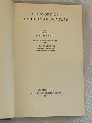 A HISTORY OF THE GERMAN NOVELLE.